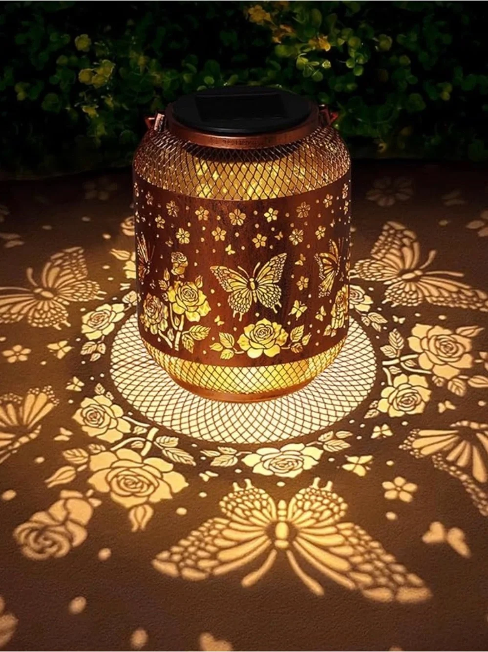 Decorative Copper Butterfly Lantern - Brown